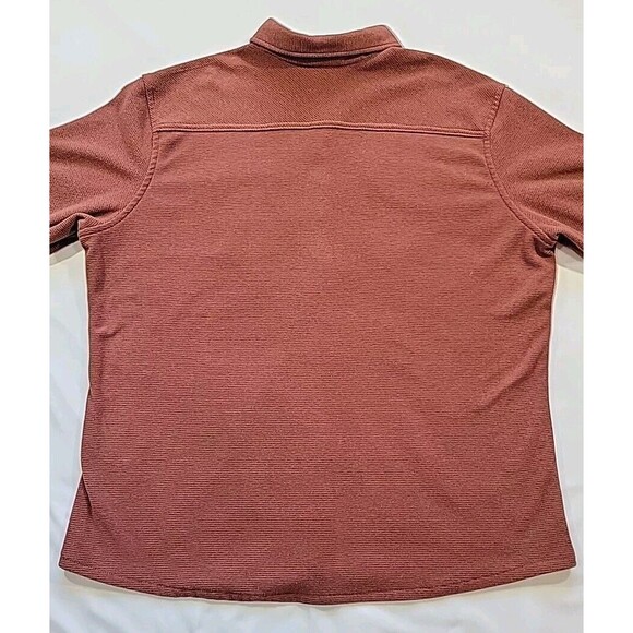 Eddie Bauer Men’s Chutes Microfleece Shirt Rust Red Stripe Button Front Size 2XL - Picture 7 of 13